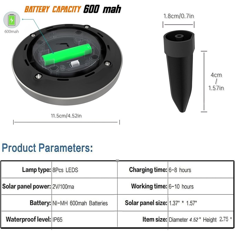 Solar Lights,Solar Lights Outdoor Garden,8 Pack Solar Ground Lights,Waterproof Solar