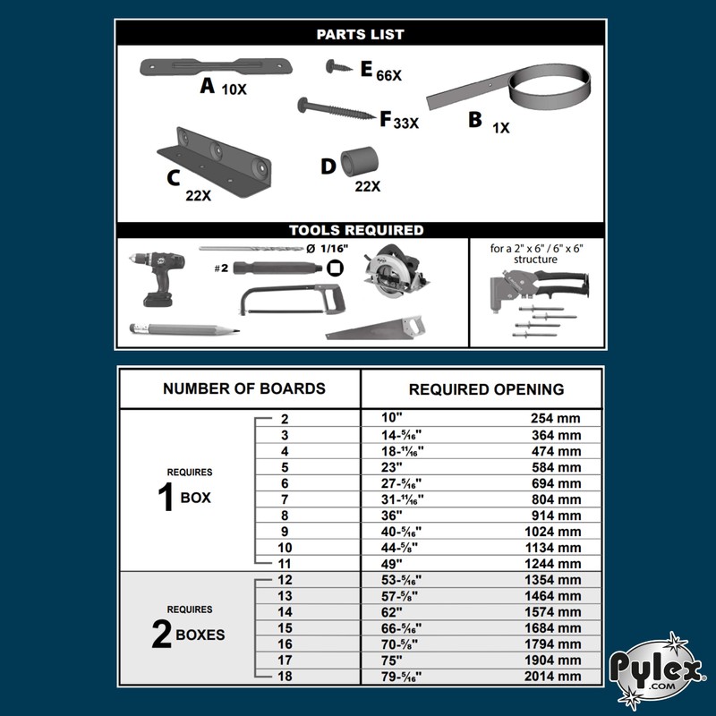 Pylex Deck Sunblind System 11070, Louvers Bracket Shutter Hardware Kit,