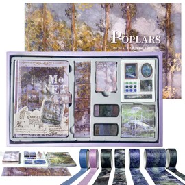 PANZIYU Charming Oil Painting DIY Journal Kit, Scrapbook Kit for Girls Ages 8-14,Journaling Art Crafts for Women, Scrapbooking Supplies，Stationary Set for Teens - Poplars