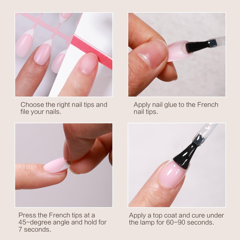 GELLAKTIK French Tip Press on Nails, 160PCS Gel Nail Tips