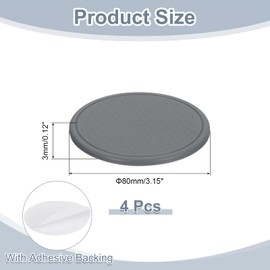sourcing map 4Pcs Non-Slip Furniture Pads, 3.15" Round Anti Skid Rubber Caster Cups, Anti-Sliding Furniture Coasters, Anti Slide Floor Protectors Pads for Bed Couch Table (Grey)