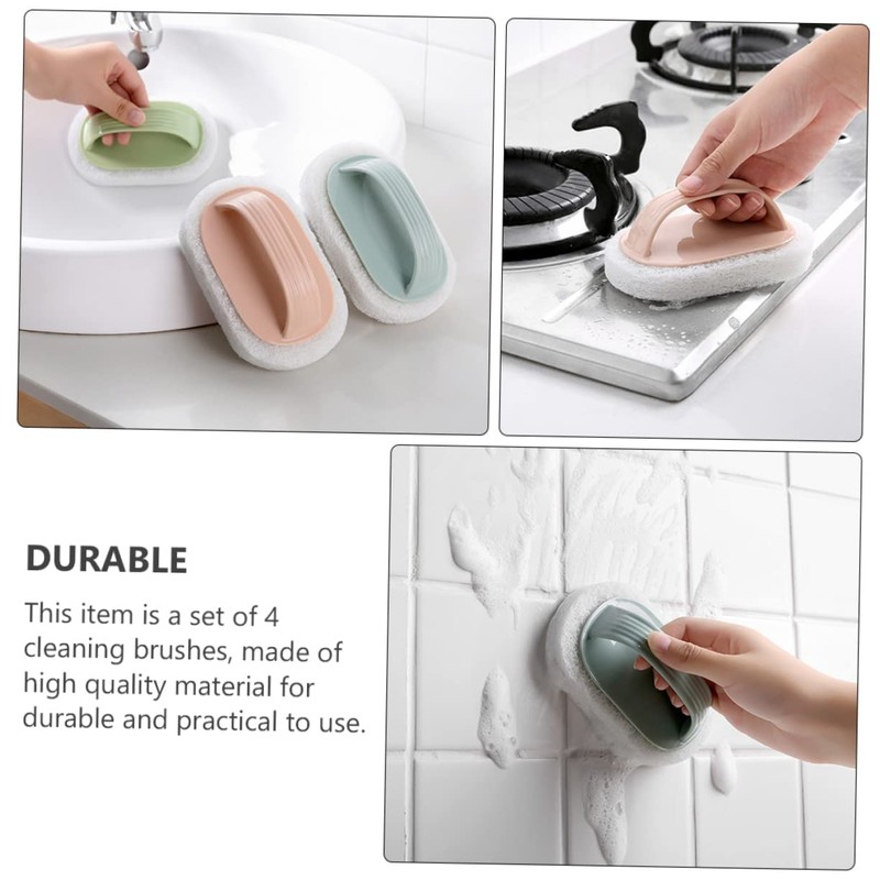 LALAFINA 2sets Sponge Brush Cleaning Tools Plastic Handle Cleaning Brush