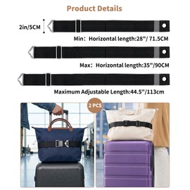 Waaqkid 2 PCS Luggage Travel Belt, 2-in-1 Adjustable Elastic Strap for Suitcases Backpacks Purses Leather Bag, Durable Nylon & Alloy Buckle