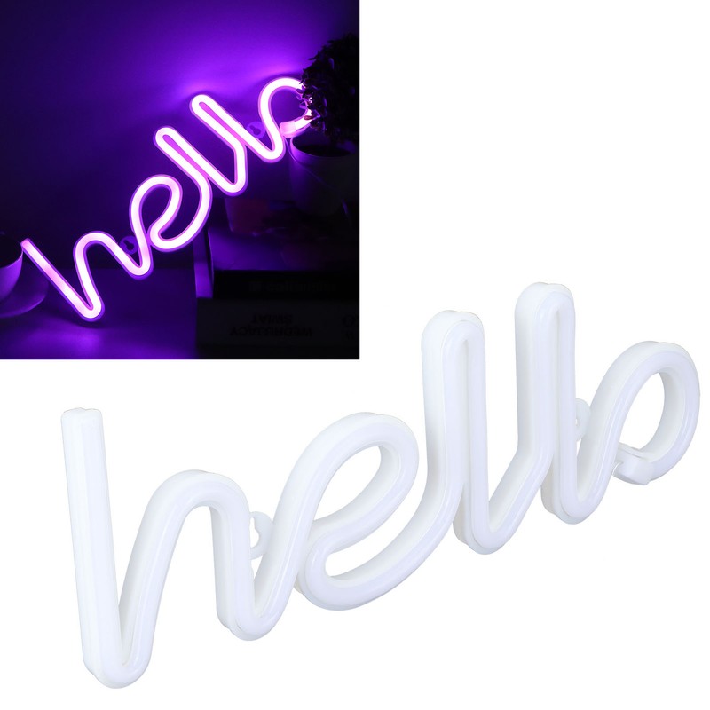 LED Neon Sign Hello Letters Neon Light Wall Decor for