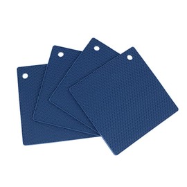 Alnicov Set of 4 Silicone Pot Holders Multi-Purpose Hot Pads,Non Slip Flexible Durable Heat Resistant for Table Kitchen Navy Blue