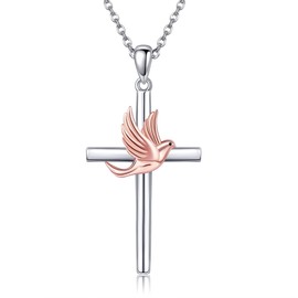 MONGAS Cross Necklace for Women Sterling Silver Conformation Jewelry Gifts for Women, Sterling Silver, No Gemstone