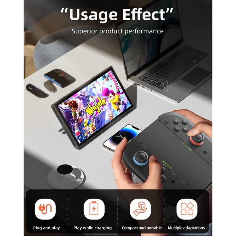 AstroniSync Ergonomic Charging Grip for Switch 2 JoyCon, Magnetic Fast