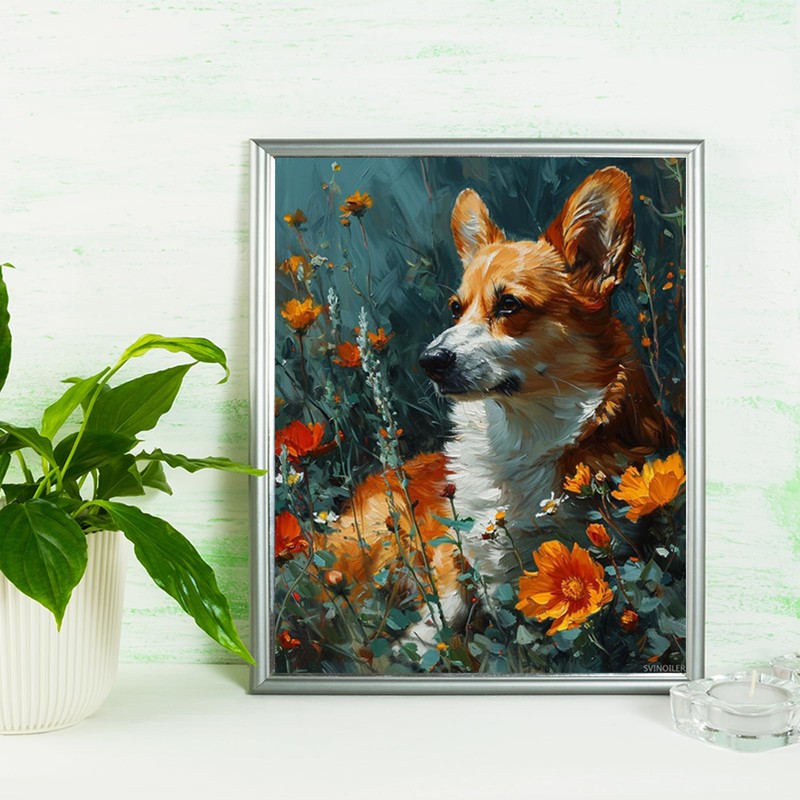 SVINOILER Paint by Number for Adults, Cuddly Corgi Snoozing, Oil