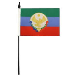 AZ FLAG Republic of Dagestan Table Flag 5'' x 8'' - Russia - Russian Desk Flag 21 x 14 cm - Black plastic stick and base