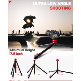 IFOOTAGE 65" Aluminum Camera Tripod, Professional Video Tripod 3 Sections with Centre Pole, Compatible with Canon, Nikon, Sony DSLR Camcorder Video Photography, Max Load 13.2 lbs - TA6S