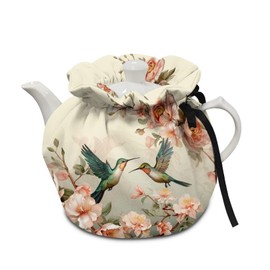 CREAMIC Hummingbird Teapot Cozy for Teapot Tea Pots Cozy for Keeping Warm Portable Easy to Clean Coffee Pot Cozy Polyester for Hotel Thicken Kettle Dust Cover for Kitchen