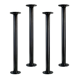 GeilSpace 18" Industrial Pipe Table Legs, Metal Pipes and Flanges for Custom Vintage Tables and Furniture, Rustic DIY Desk Legs, Shelf Support, Set of 4 (1" × 18", Black)