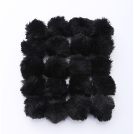 MIUPOO - Bolas de pompones para manualidades, accesorio de disfraz de pompones negros, bolas de pompones para artes y manualidades creativas, decoración negra, 1.5 pulgadas, 20 piezas