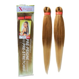 Xpression Pre-Stretched Braiding Hair - 100% Kanekalon, Itch-Free, Lightweight, Hot Water Set, 46" - 160g. (XP_PS_T27/613)