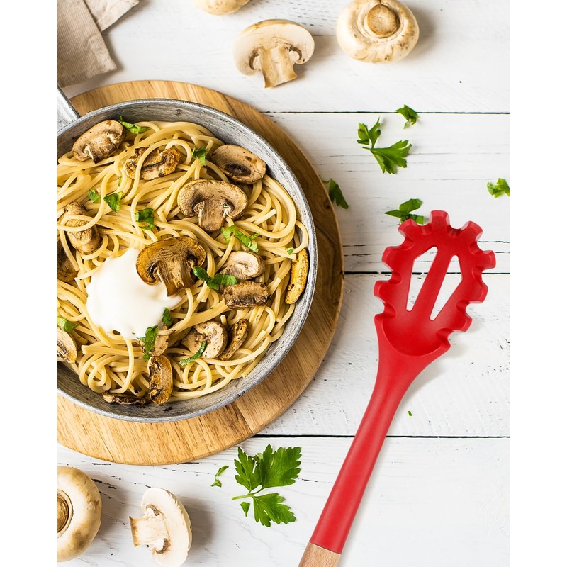 Silicone Pasta Fork, Kitchen Heat Resistant Noodle Spoon Server, BPA