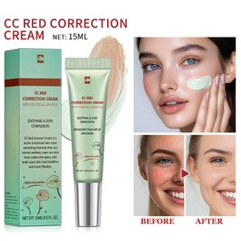 CC Red Correct with Centella Asiatica - Colour Correcting Foundation with Spf 25 - Anti-Redness Face,Lightweight CC Cream Tinted Moisturiser - Refine Skin Texture,Softer&Hydrated Skin Green Concealer