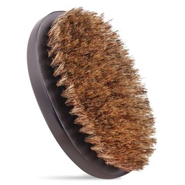 GUARD&MARINE Beard and Mustache Brush: Compact Boar Bristle Grooming Tool with Wooden Handle for Facial Hair (black)