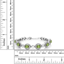 Gem Stone King 925 Sterling Silver Green Peridot Tennis Bracelet For Women | 7.32 Cttw | Oval 7X5MM | Gemstone Birthstone | 7 Inch with 1 Inch Extender
