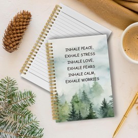 Pugwak Mental Health Journal Notebook - Calm Down Inhale Exhale Inspirational Notebooks College Ruled for Work School, Office School Supplies, Hardcover Spiral Notebook 5.5"x8.3"