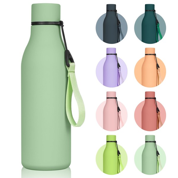 flintronic 550 ml Drinking Bottle with Strap, Matcha Green