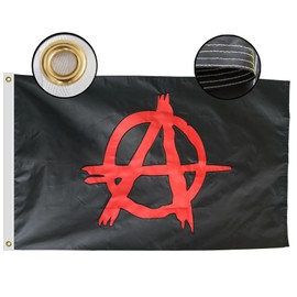 Heavy Duty Anarchy Flag 3x5 Ft, Longest Lasting Oxford Nylon 200D|Four Rows Stitching Fly Ends| Arnachism Movement Flags Decoration Gift Yard House Banner