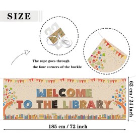 WeBenison Large Welcome to Library Banner I Love Books Backdrop Banner Classroom School Decor Sign Welcome to Learn Indoor Outdoor Decorations 72 x 24 inch