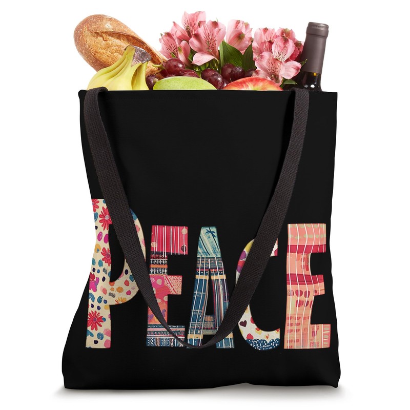 Peace Colorful Patchwork Design Tote Bag
