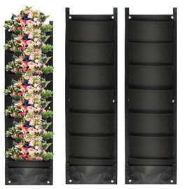 JWTRSVTY 2PCS Pflanztaschen Wand, Hängend Pflanzbeutel, 7 Taschen Wandbehang Vertikale Pflanzgefäß, Hängend Erdbeeren Pflanztaschen, Atmungsaktive Pflanzbeutel Aus Vliesstoff, Für Garten Innenhof Deko