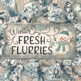 Winter Fresh Flurries Wreath Handmade Deco Mesh Available in 24 inch and 28 inch diameters