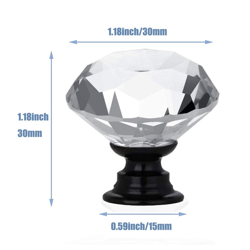 10 Pack Crystal Glass Diamond Shape Drawer Knob Pull Handle