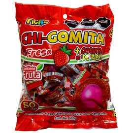 Picao Chi-Gomita Fresa - Gomita sabor fresa cubierta con dulce sabor tamarindo - 50 piezas - 600 g