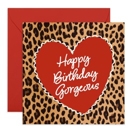 Romatic Birthday Card Spots - 'Happy Birthday Gorgeous Leopard' - Gifts for Her, Wife, Girlfriend, Other Half, Babe - Roar - Comes with Fun Stickers