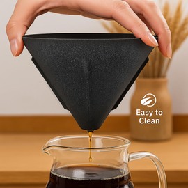 Flameora Ceramic Stone Material One-piece Baked Non-porous Tea Strainer - Loose Tea Straining Stepper - Coffee Precision Filter - Good Companion for Teapots (L)