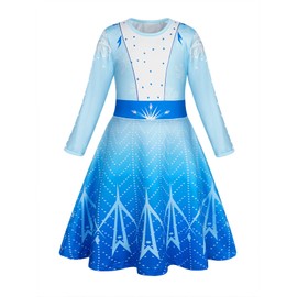 AmzBarley Snow Queen Princess Nightgown Girls Nightgowns Nightdress Long Sleeve Princess Pajamas Sleepwear for Toddler Kids Nightie Night Gown Sleep Dress Size 4T