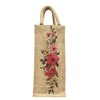 Reusable Eco-Friendly Jute Wine Bag with Hand-Painted Floral Art |
