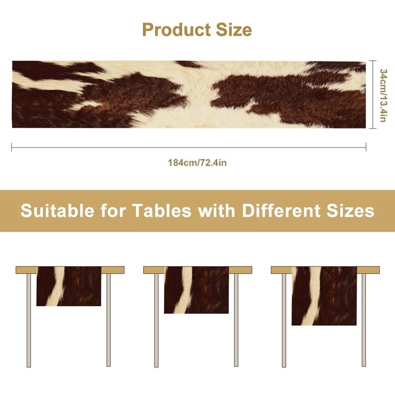 XBDDZSW Cow Print Table Runner, Brown Cowhide Print Western Style