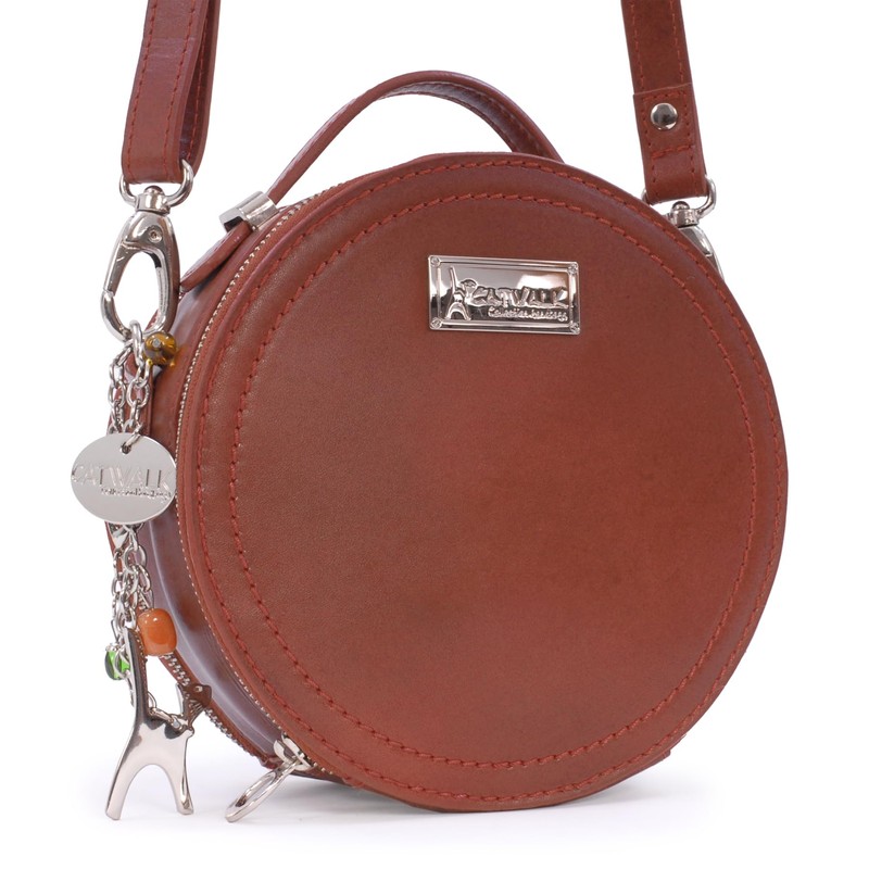 Catwalk Collection Handbags - Women's Round Leather Shoulder Bag -