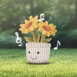 Apricot Lamb Sunflower Plants Flower Plush Toys for Children, Soft Cute Cuddly Toy for Baby Girls and Boys, Fluffy Sunflower Yellow, 23 cm