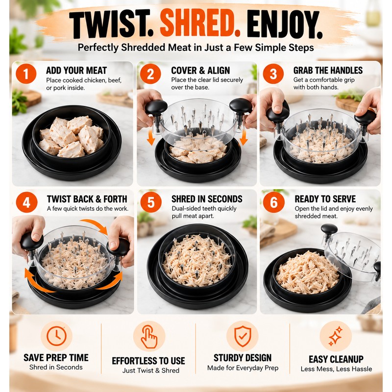 Chicken Shredder for Meal Prep – Rotating Meat Shredder with