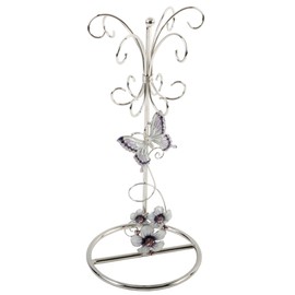 Juliana Glass Jewellery Holder Purple Butterfly/Flowers/Crystal