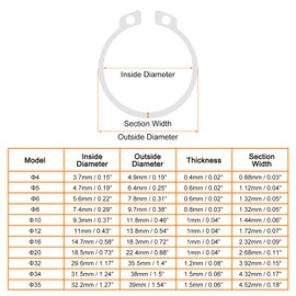sourcing map 20 Pcs External Retaining Rings, 7.4mm 304 Stainless Steel External Circlip Snap Rings Round Wire Snap Rings for Valves Electrical Appliances, Silver