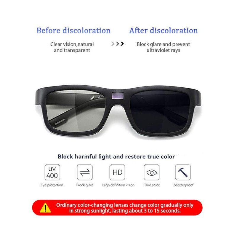 Paleshy Color-Changing Polarized Glasses - Anti-Glare Black Aviator for Fishing,