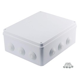 Sunnyglade ABS Plastic Electrical Junction Box IP65 Waterproof Universal Outlet Box Durable Outdoor Electrical Gang Box White （11.8 x 9.8 x 4.7 inch）