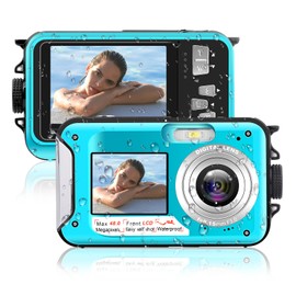 4K Underwater Camera 56MP Autofocus 11FT Waterproof Camera Dual-Screen Selfie 16X Underwater Camera for Snorkeling Waterproof Compact Floatable Digital Camera with 32GB Card