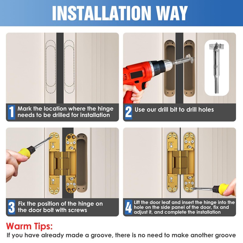 Eegoowa 7" Hidden Door Hinge,Invisible Door,Hidden Door Hinges for Secret