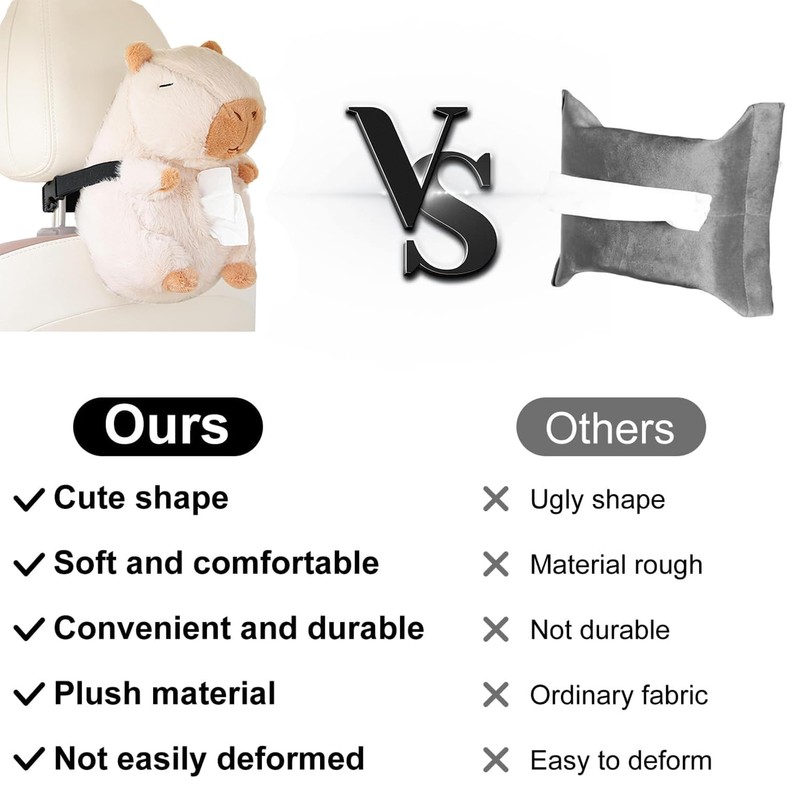 Yharnamite Car Tissue Holder, Capybara Plush Car Tissue Paper Holder,