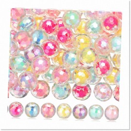 Coolbase 126pcs Shiny AB Color Acrylic Faceted Beads for Beadable Pens - 15mm Round Bubbl