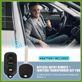 HOPESPANNER 315MHz GQ43VT14T Keyless Entry Remote Ignition Transponder Key Fob for Toyota Sienna Solara 1998-2003 for Toyota Camry 1999-2006 4C Chip 4 Buttons Vehicle Components