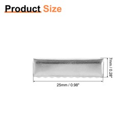 sourcing map 32Pcs Pinch Crimp Ends, 25mm Cord End Clasps Ribbon Crimp Ends Leather End Crimp End Fastener Rope Clip for Tag Belt Cotton Webbing DIY Making, Silver