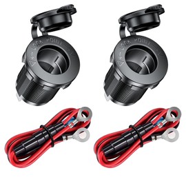 GTIWUNG 2 Stück Auto Zigarettenanzünder Steckdose Wasserdicht, KFZ Einbausteckdose 12 V, 12V/24V Gleichstrom-Feuerzeugsteckdose Adapter mit 60CM 18AWG Anschlusskabel, für Boot Motorrad Auto